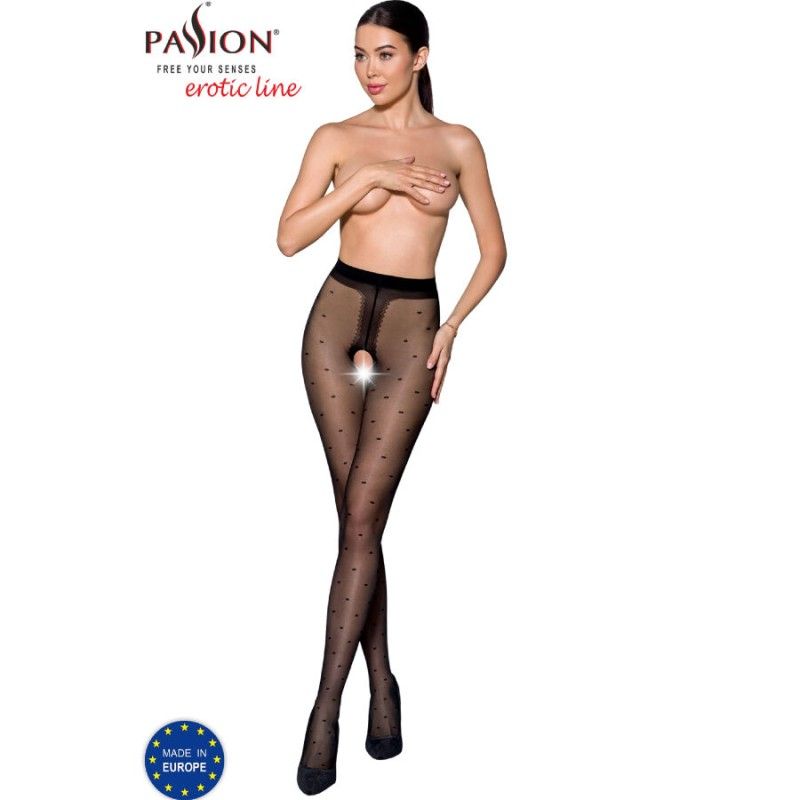 PASSION - TIOPEN 018 BLACK TIGHTS 1/2 20 DEN PASSION WOMAN GARTER & STOCK - 1