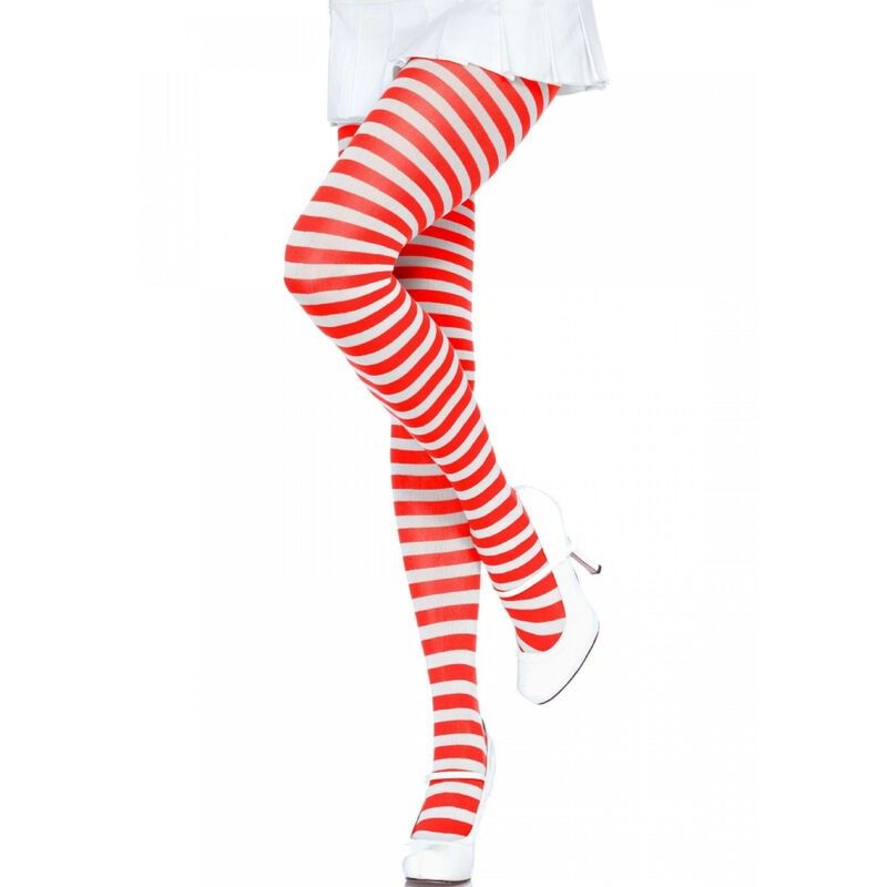 LEG AVENUE - WHITE/RED STRIPED TIGHTS LEG AVENUE HOSIERY - 1