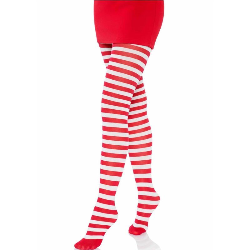 LEG AVENUE - WHITE/RED STRIPED TIGHTS LEG AVENUE HOSIERY - 2