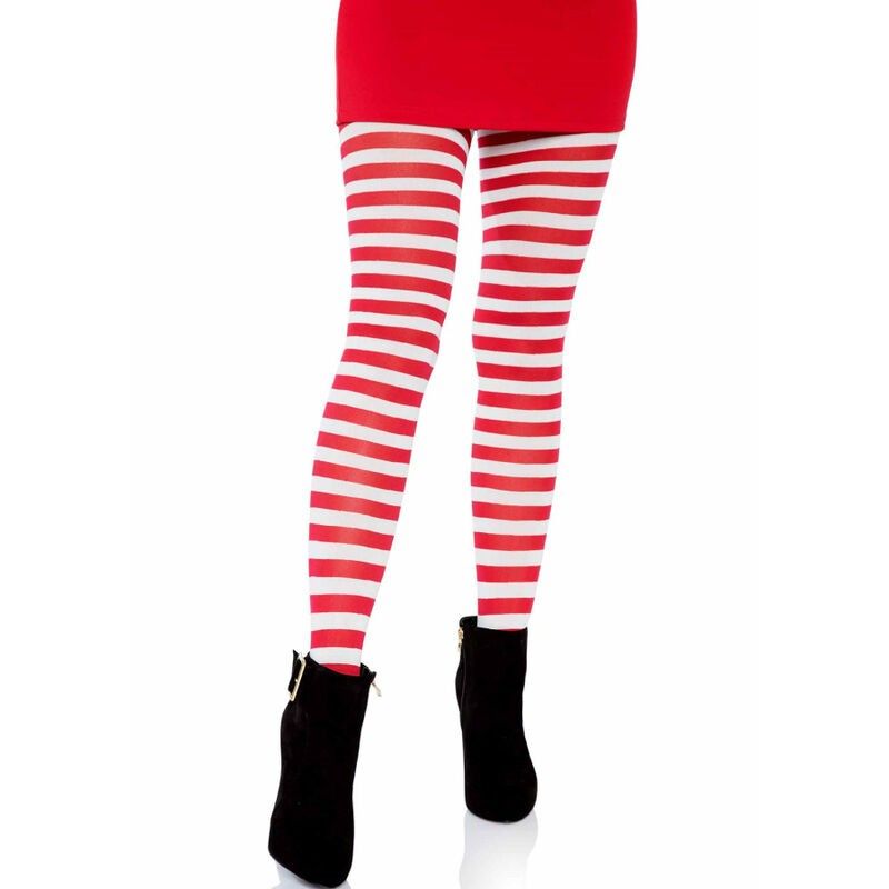 LEG AVENUE - WHITE/RED STRIPED TIGHTS LEG AVENUE HOSIERY - 4