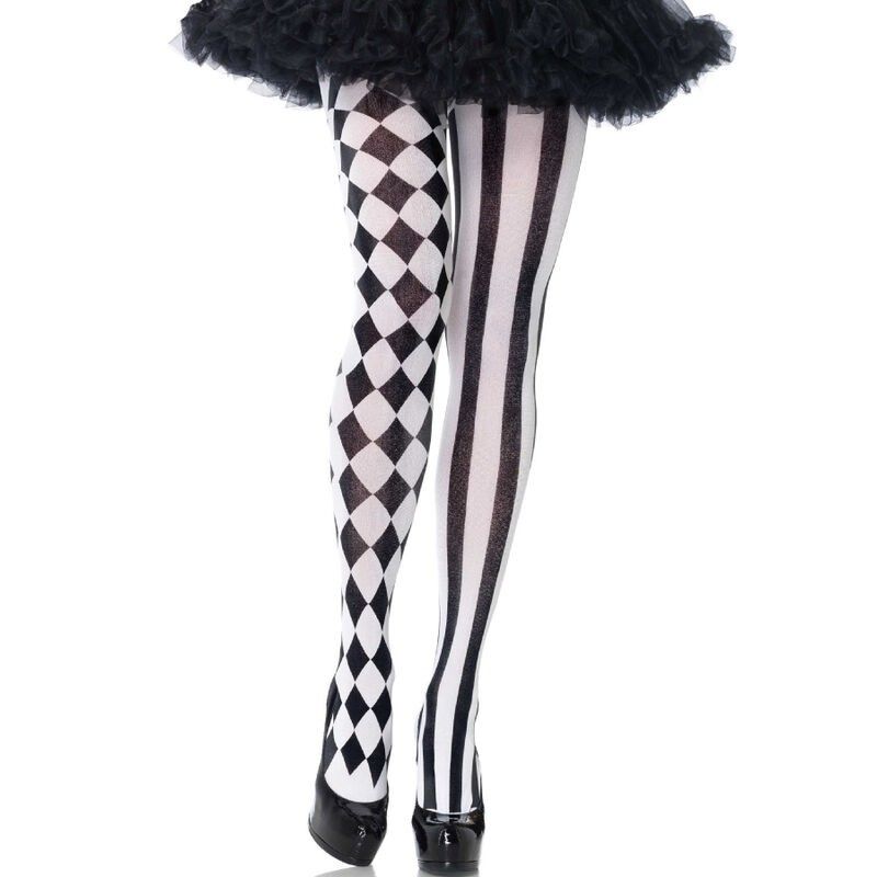 LEG AVENUE - BLACK/WHITE HARLEQUIN TIGHTS LEG AVENUE HOSIERY - 1