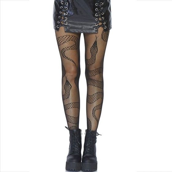 LEG AVENUE - STOCKINGS NET SNAKES BLACK LEG AVENUE HOSIERY - 1