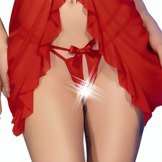 CHILIROSE - CR 4696 BABYDOLL & THONG CROTCHLESS RED L/XL CHILIROSE BABYDOLLS - 3