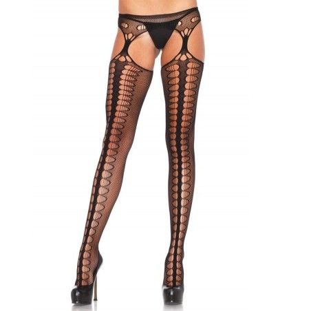 LEG AVENUE - TIGHTS WITH GARTER EXCLUSIVE BLACK