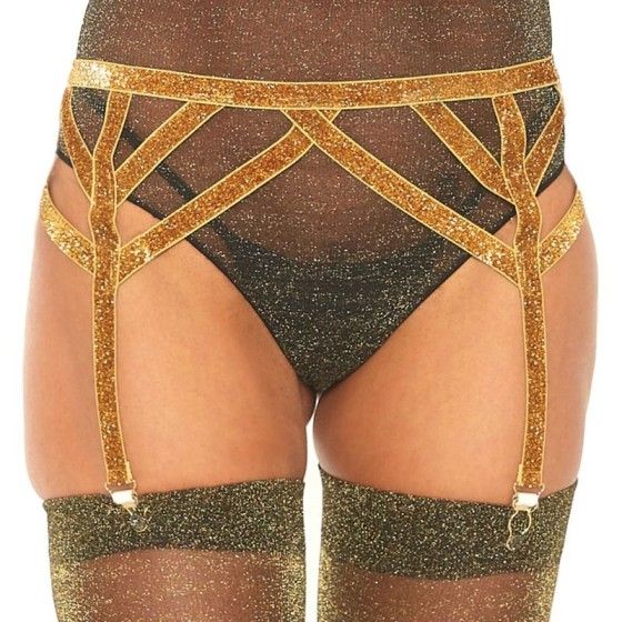 LEG AVENUE - LUREX ELASTIC GARTER BELT ONE SIZE LEG AVENUE ACCESSORIES - 1