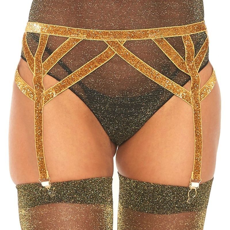 LEG AVENUE - LUREX ELASTIC GARTER BELT ONE SIZE LEG AVENUE ACCESSORIES - 1