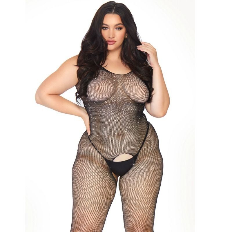 LEG AVENUE - CRYSTALYZED NET BODYSTOCKING 1X-2X LEG AVENUE BODYSTOCKINGS - 3