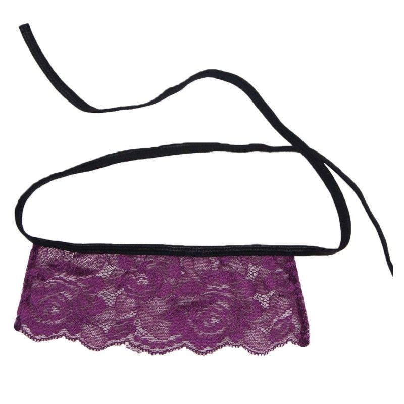 SUBBLIME - CORSET THONG AND BLINDFOLD BLACK AND PURPLE S/M SUBBLIME CORSETS - 4