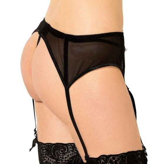 QUEEN LINGERIE - THONG WITH BLACK LACE GARTER S/M QUEEN LINGERIE - 3
