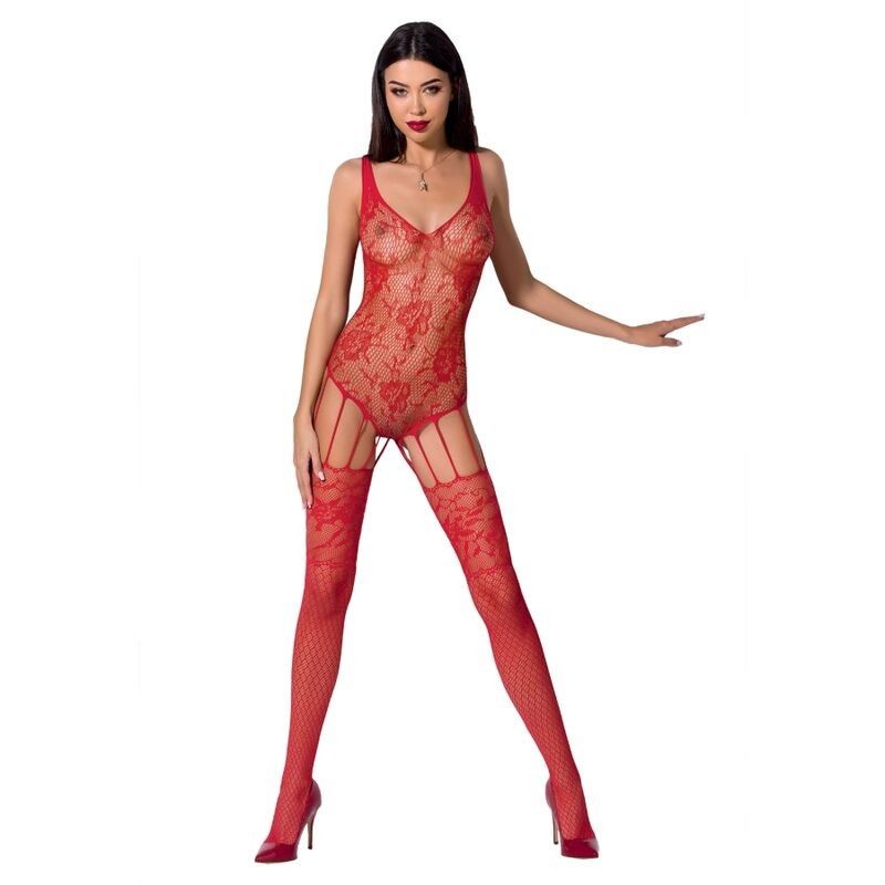 PASSION - WOMAN BS074 BODYSTOCKING ONE SIZE RED PASSION WOMAN BODYSTOCKINGS - 1
