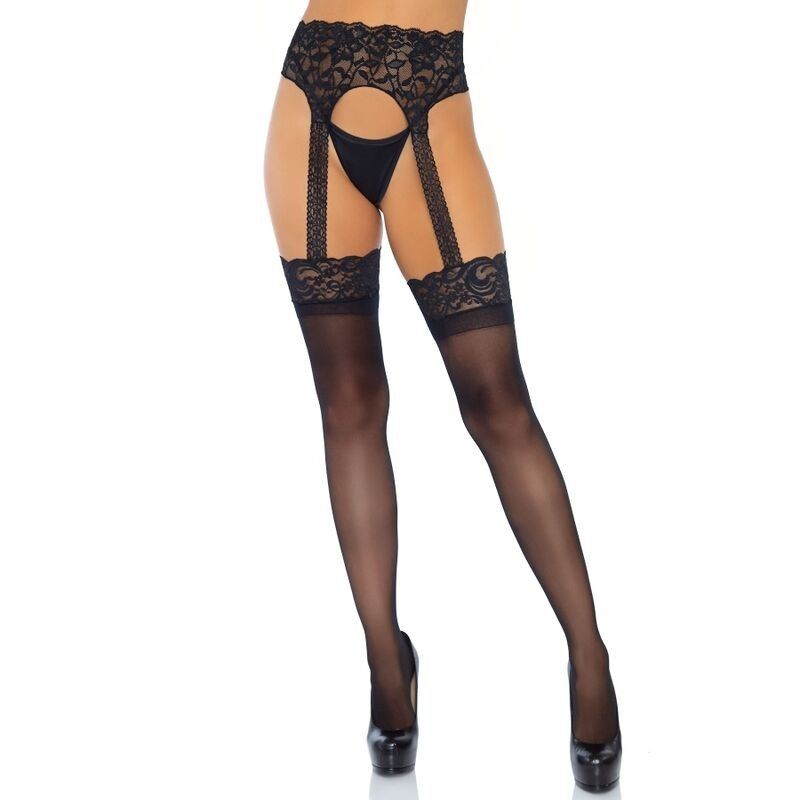 LEG AVENUE - OPAQUE GARTERBELT STOCKING ONE SIZE LEG AVENUE HOSIERY - 2