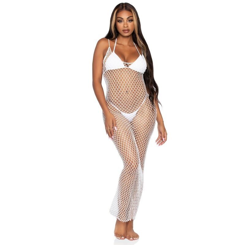 LEG AVENUE - WOVEN TWIST NET MAXI DRESS ONE SIZE WHITE LEG AVENUE ACCESSORIES - 2