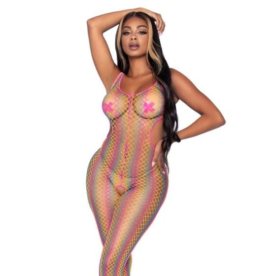 LEG AVENUE - RAINBOW NET BODYSTOCKING ONE SIZE LEG AVENUE BODYSTOCKINGS - 1