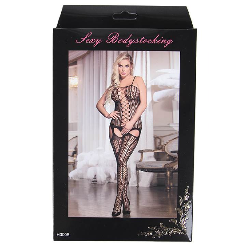 QUEEN LINGERIE - BODYSTOCKING WITH OPENING S/L QUEEN LINGERIE - 7