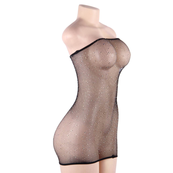 QUEEN LINGERIE - NET BODY DRESS WITH DIAMONDS S/L QUEEN LINGERIE - 4