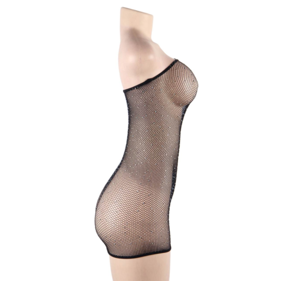 QUEEN LINGERIE - NET BODY DRESS WITH DIAMONDS S/L QUEEN LINGERIE - 5