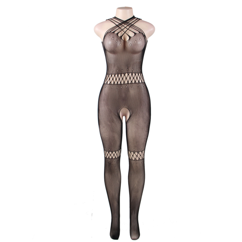 QUEEN LINGERIE - STRAPS NECK BODYSTOCKING S/L QUEEN LINGERIE - 4