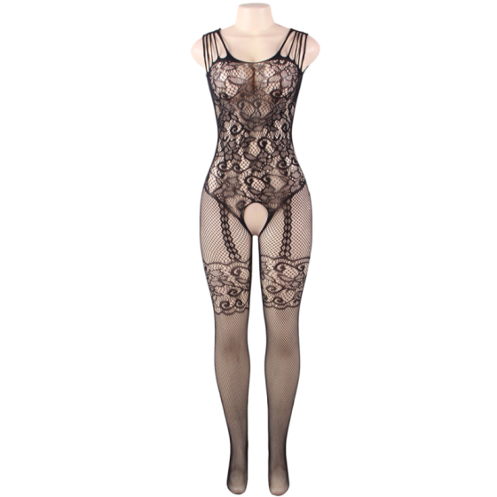 QUEEN LINGERIE - BODYSTOCKING WITH FLOWER OPENING S/L QUEEN LINGERIE - 5
