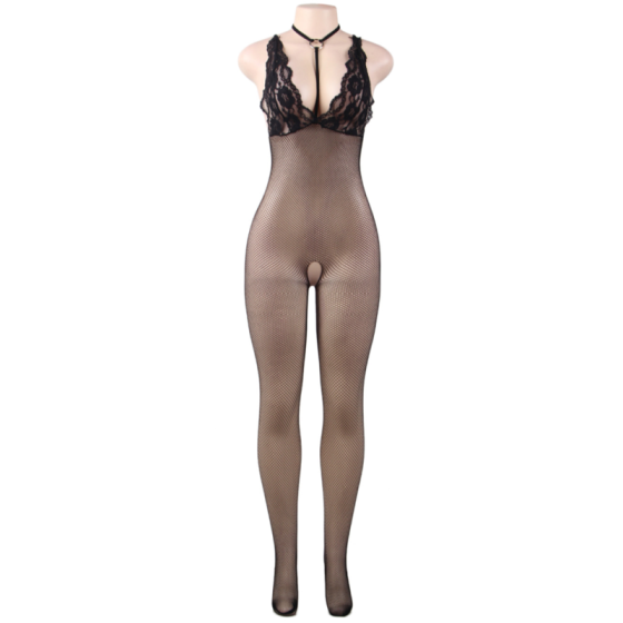 QUEEN LINGERIE - NET BODYSTOCKING WITH S/L OPENING QUEEN LINGERIE - 5