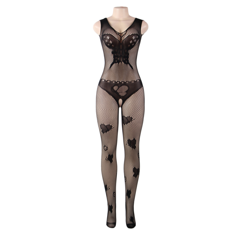 QUEEN LINGERIE - BUTTERFLY EMBROIDERED BODYSTOCKING S/L QUEEN LINGERIE - 5