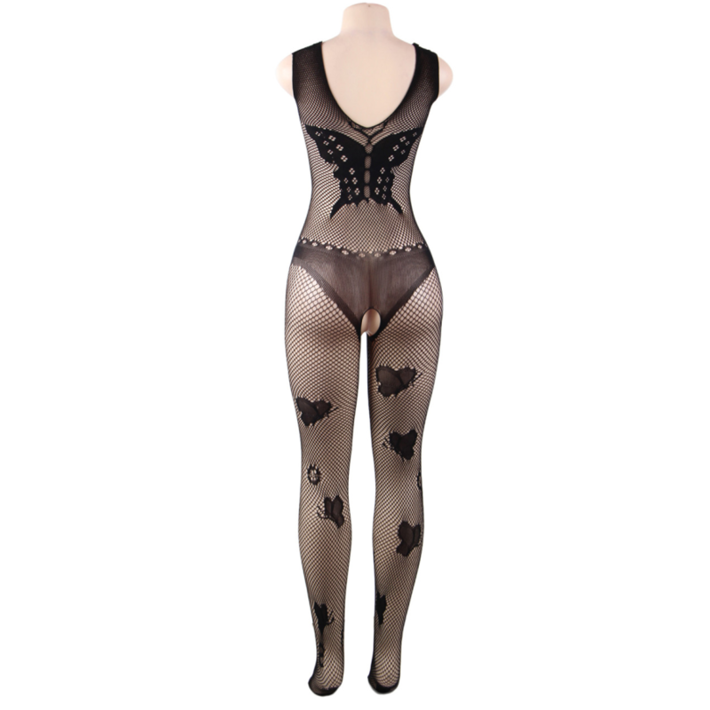 QUEEN LINGERIE - BUTTERFLY EMBROIDERED BODYSTOCKING S/L QUEEN LINGERIE - 6