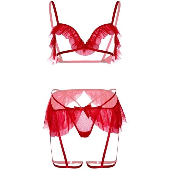 LEG AVENUE - THREE PIECES SET BRA, G-STRING AND GARTER BELT LEG AVENUE SETS - 6