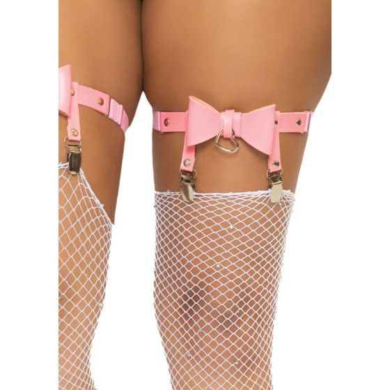 LEG AVENUE - VEGAN LEATHER TIGH HIGH GARTER ONE SIZE - PINK LEG AVENUE ACCESSORIES - 3