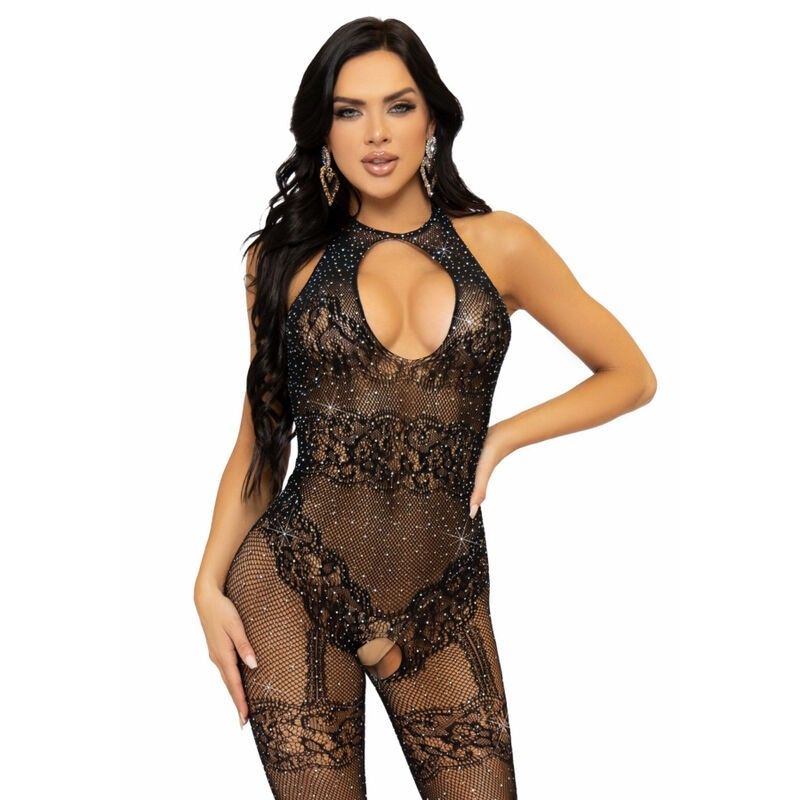 LEG AVENUE - SEAMLESS FISHNET BODYSTOCKING ONE SIZE - BLACK LEG AVENUE BODYSTOCKINGS - 1