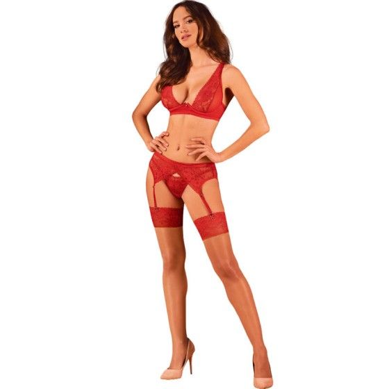 OBSESSIVE - LACELOVE SET THREE PIECES RED M/L OBSESSIVE SETS - 3