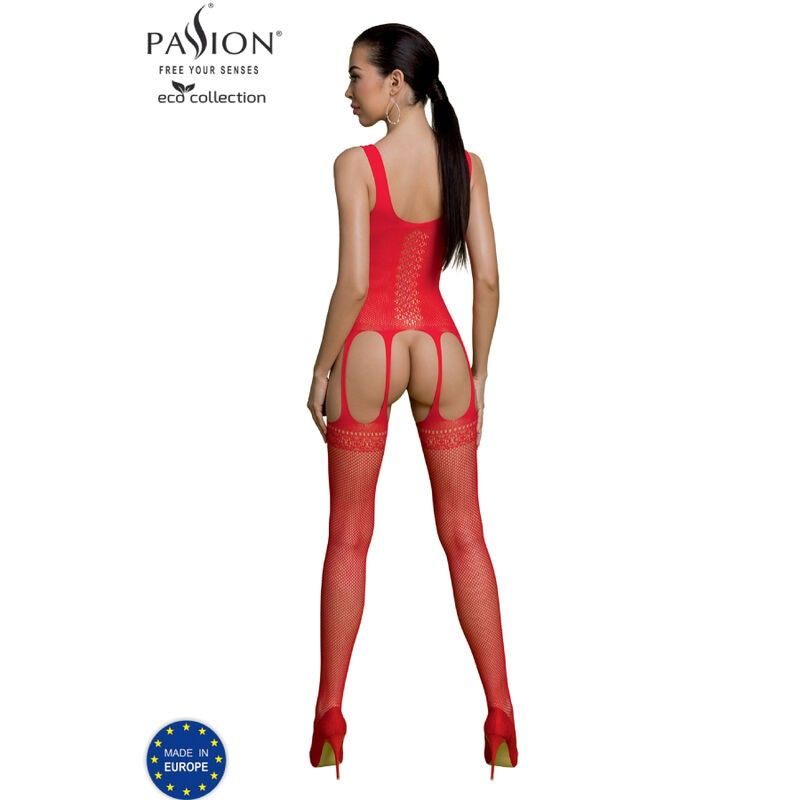 PASSION - ECO COLLECTION BODYSTOCKING ECO BS007 RED PASSION WOMAN BODYSTOCKINGS - 2
