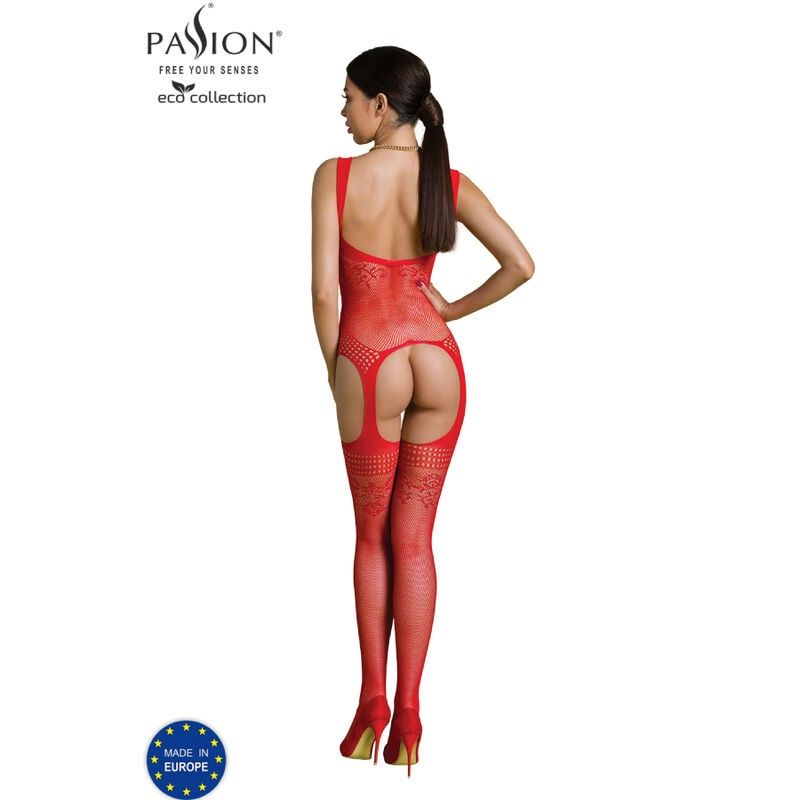 PASSION - ECO COLLECTION BODYSTOCKING ECO BS008 RED PASSION WOMAN BODYSTOCKINGS - 2