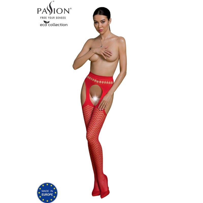 PASSION - ECO COLLECTION BODYSTOCKING ECO S002 RED PASSION WOMAN GARTER & STOCK - 1