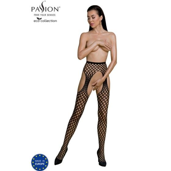 PASSION - ECO COLLECTION BODYSTOCKING ECO S003 BLACK PASSION WOMAN GARTER & STOCK - 1