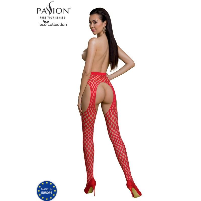 PASSION - ECO COLLECTION BODYSTOCKING ECO S003 RED PASSION WOMAN GARTER & STOCK - 2