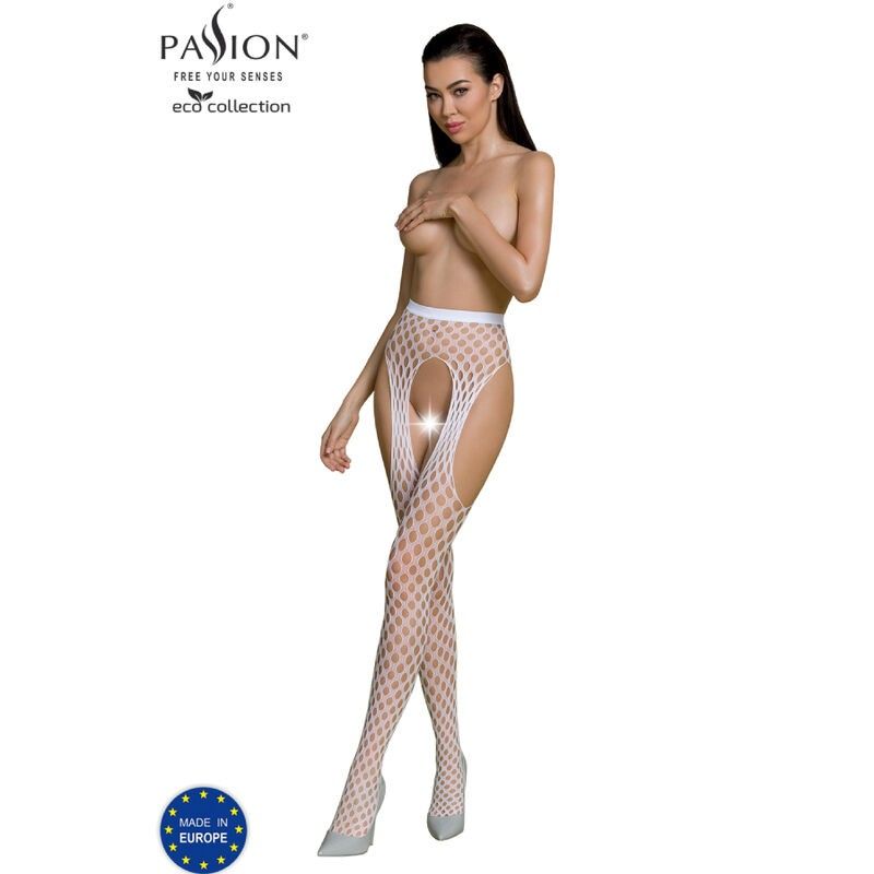 PASSION - ECO COLLECTION BODYSTOCKING ECO S003 WHITE PASSION WOMAN GARTER & STOCK - 1