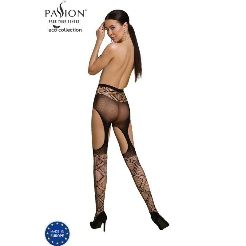 PASSION - ECO COLLECTION BODYSTOCKING ECO S005 BLACK PASSION WOMAN GARTER & STOCK - 2