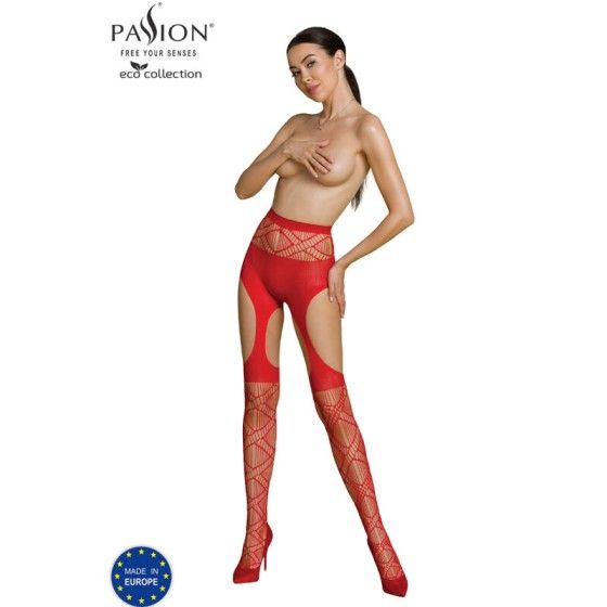 PASSION - ECO COLLECTION BODYSTOCKING ECO S005 RED PASSION WOMAN GARTER & STOCK - 1