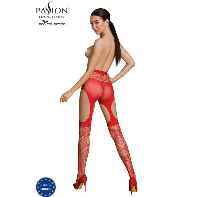 PASSION - ECO COLLECTION BODYSTOCKING ECO S005 RED PASSION WOMAN GARTER & STOCK - 2