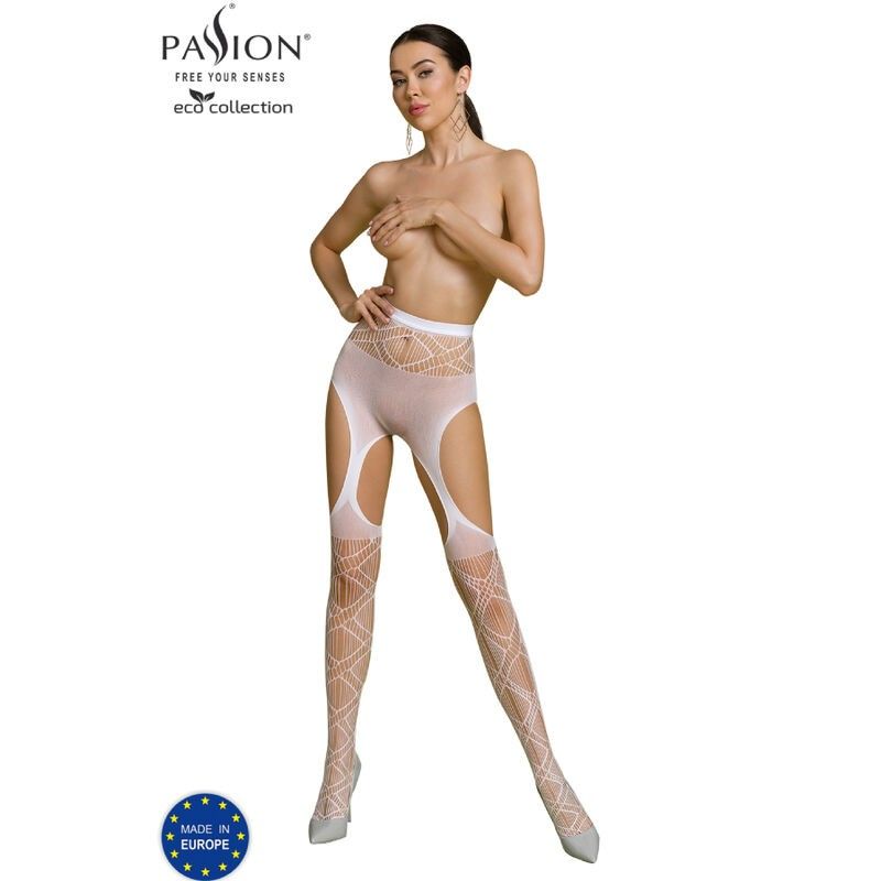 PASSION - ECO COLLECTION BODYSTOCKING ECO S005 WHITE PASSION WOMAN GARTER & STOCK - 1