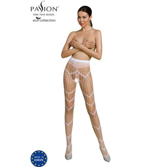 PASSION - ECO COLLECTION BODYSTOCKING ECO S006 WHITE PASSION WOMAN GARTER & STOCK - 1