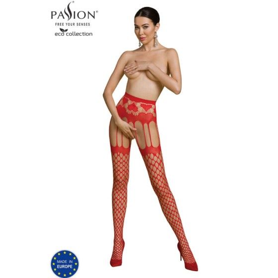 PASSION - ECO COLLECTION BODYSTOCKING ECO S009 RED PASSION WOMAN GARTER & STOCK - 1