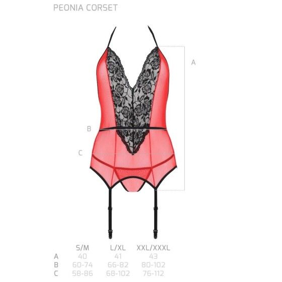 PASSION - PEONIA CORSET EROTIC LINE RED S/M PASSION WOMAN CORSETS - 6