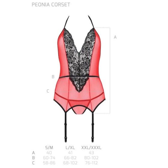 PASSION - PEONIA CORSET EROTIC LINE RED L/XL PASSION WOMAN CORSETS - 6