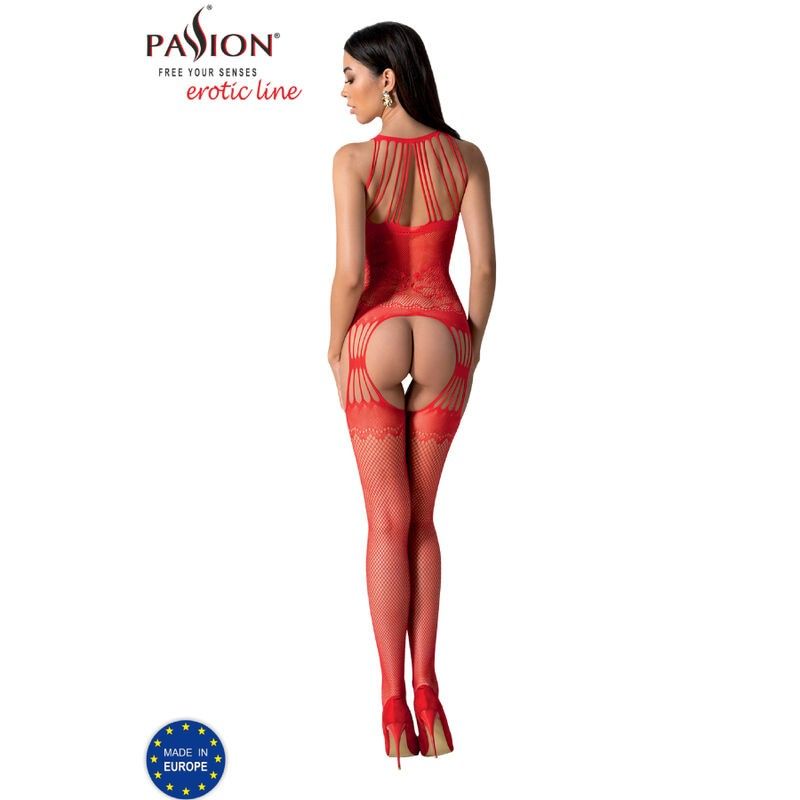 PASSION - BS095 RED BODYSTOCKING ONE SIZE PASSION WOMAN BODYSTOCKINGS - 4