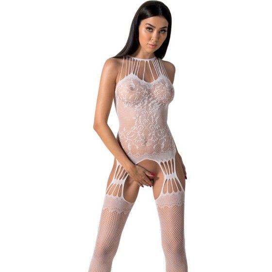 PASSION - BS095 WHITE BODYSTOCKING ONE SIZE PASSION WOMAN BODYSTOCKINGS - 1