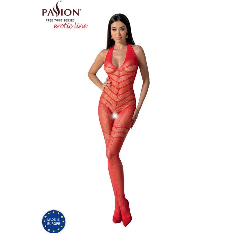 PASSION - BS100 BODYSTOCKING RED ONE SIZE PASSION WOMAN BODYSTOCKINGS - 3