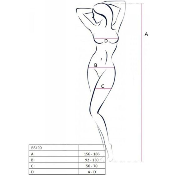 PASSION - BS100 WHITE BODYSTOCKING ONE SIZE PASSION WOMAN BODYSTOCKINGS - 5