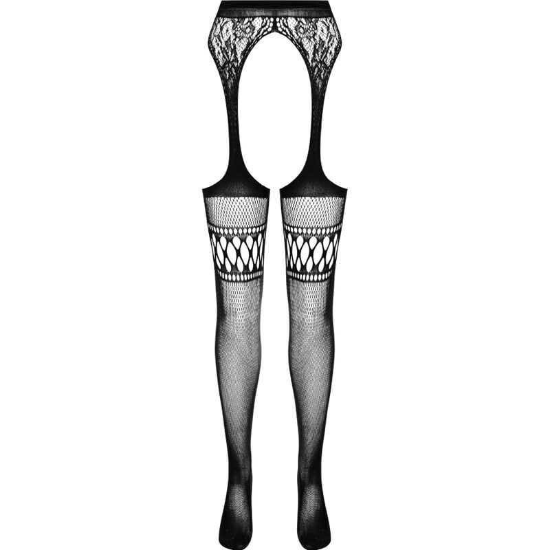 PASSION - S026 BLACK TIGHTS WITH GARTER ONE SIZE PASSION WOMAN GARTER & STOCK - 5