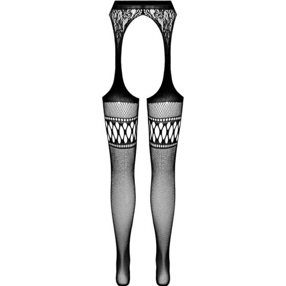 PASSION - S026 BLACK TIGHTS WITH GARTER ONE SIZE PASSION WOMAN GARTER & STOCK - 6