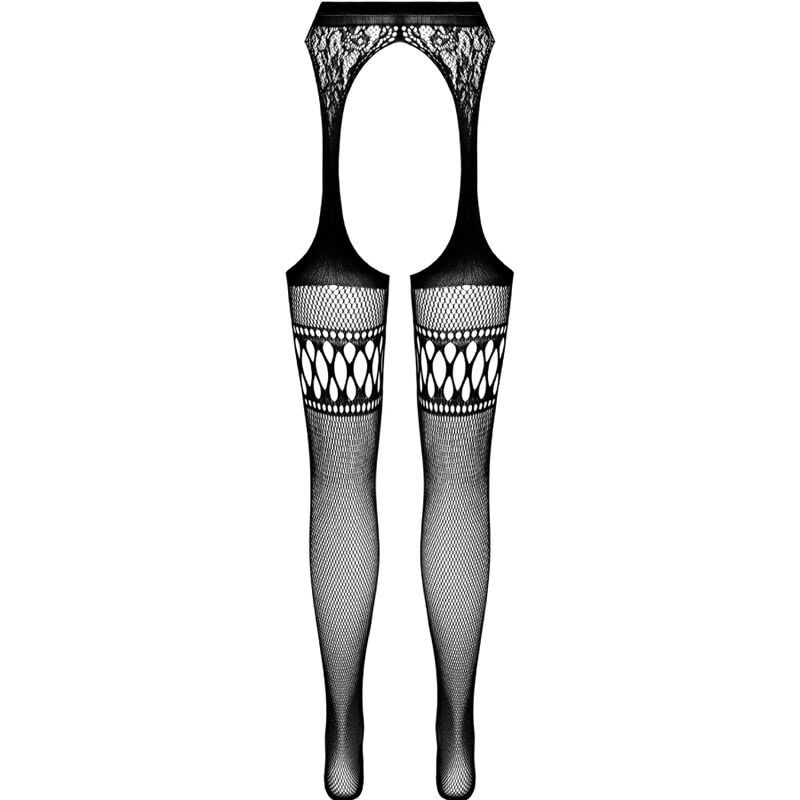 PASSION - S026 BLACK TIGHTS WITH GARTER ONE SIZE PASSION WOMAN GARTER & STOCK - 6